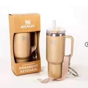 Stanley Water Bottle Keychain Christmas Tree Ornament Gold Delicious Charm NEW